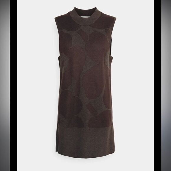 Marimekko Kartussi x Anthropologie Unikko Knit Tunic in Brown - Picture 4 of 10